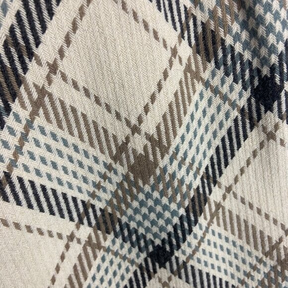 H&M Size 6 Wool Blend Skirt Plaid Cream Blue High Waisted Mini Academia Preppy - Picture 8 of 9